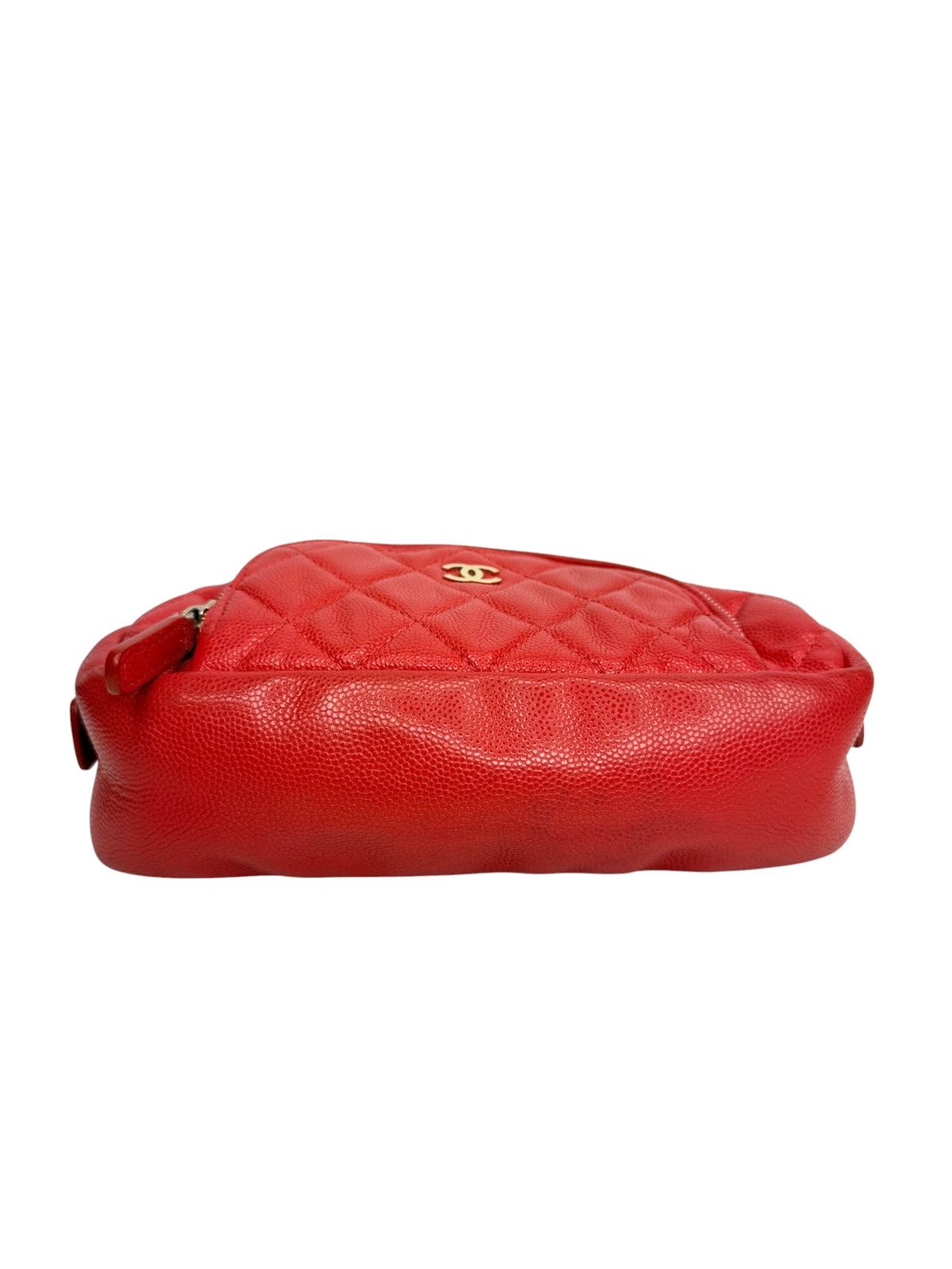 Chanel Red Caviar Front Pocket Cosmetic Pouch T8931