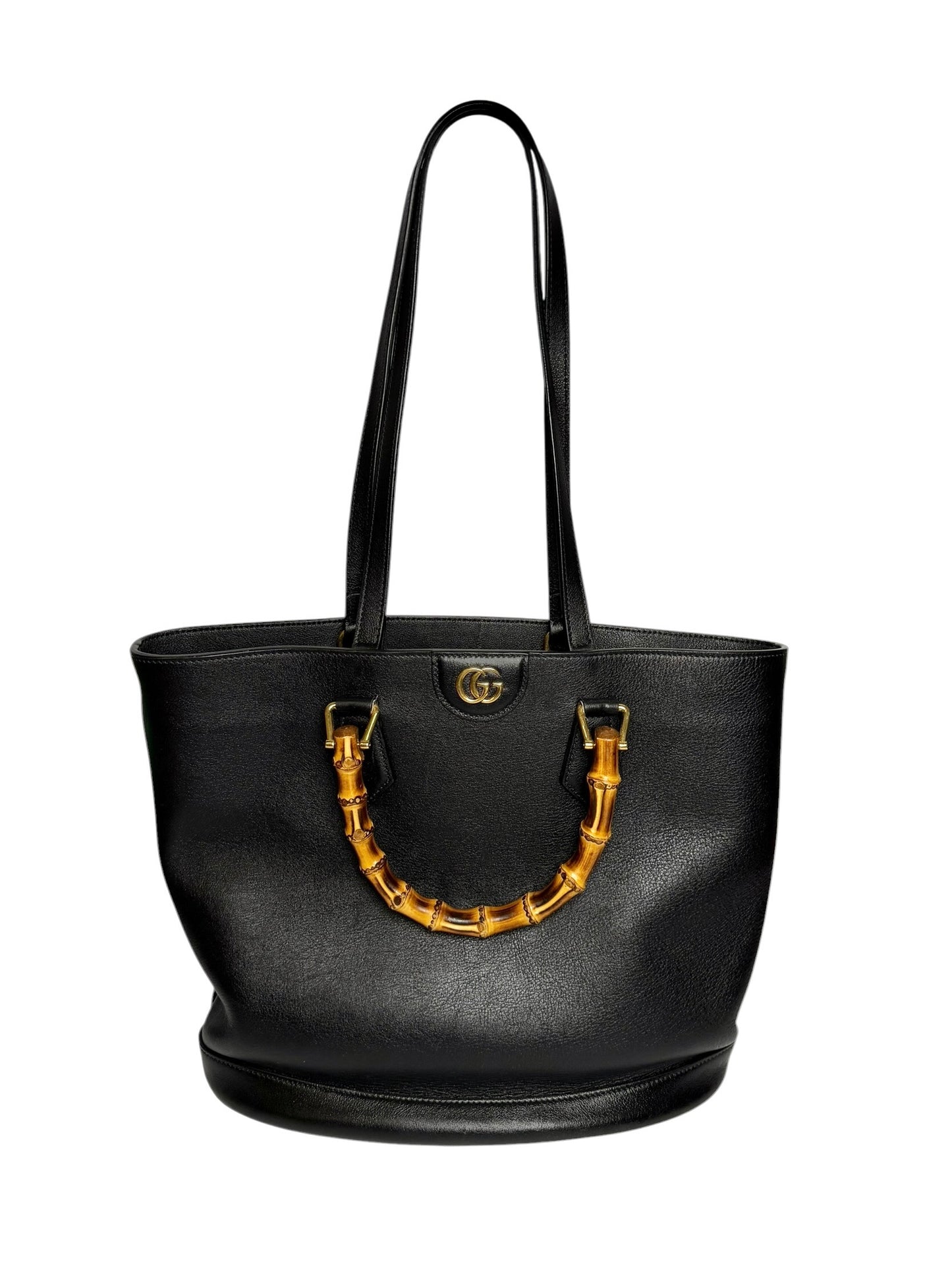 Gucci Diana Black Leather Tote Bamboo Handle
