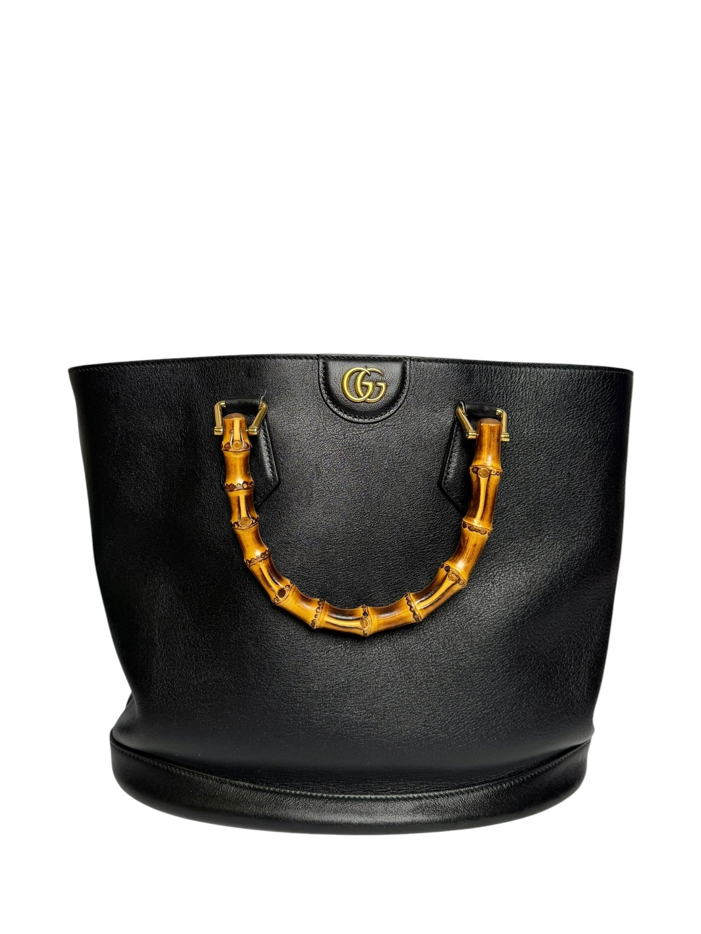 Gucci Diana Black Leather Tote Bamboo Handle