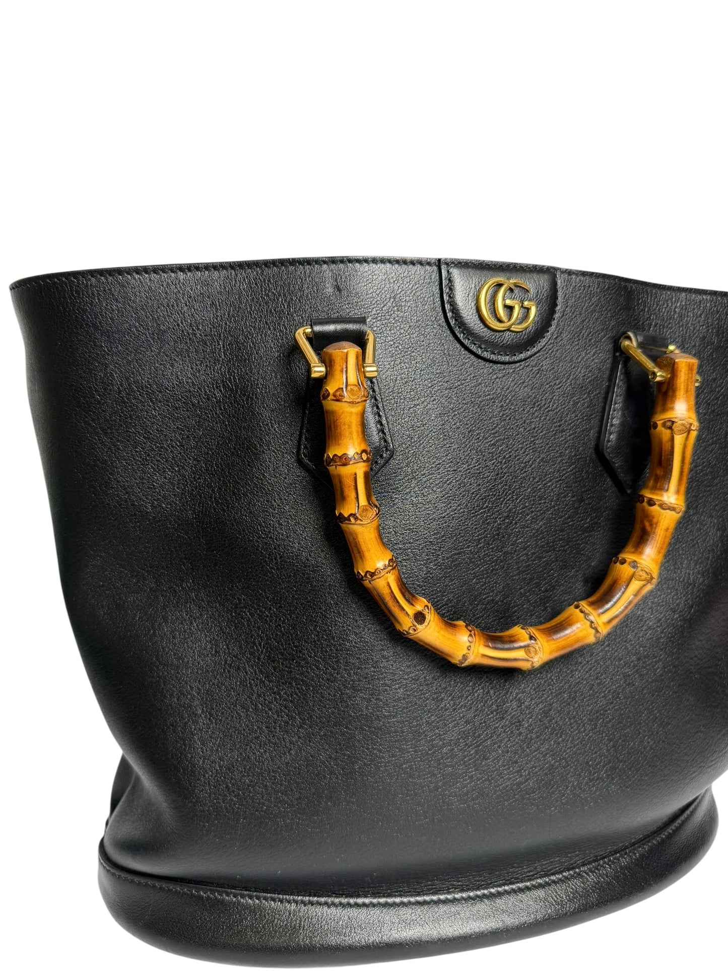 Gucci Diana Black Leather Tote Bamboo Handle