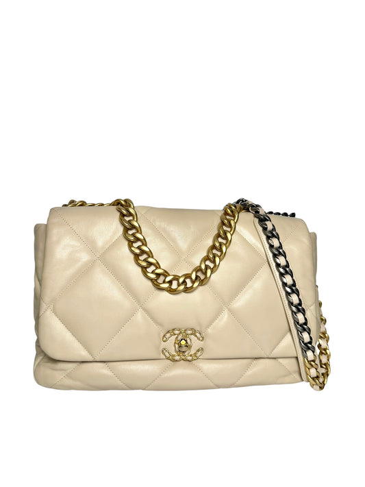 Chanel Quilted Beige 19 Maxi Flap