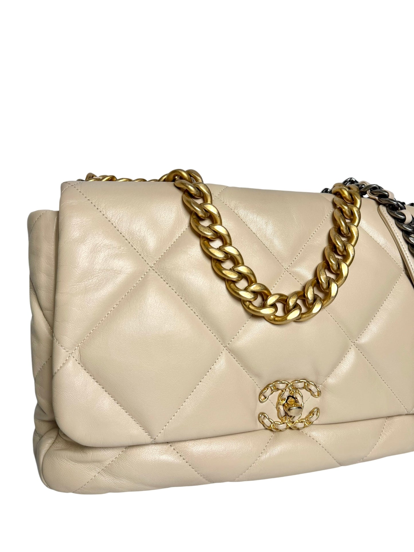 Chanel Quilted Beige 19 Maxi Flap