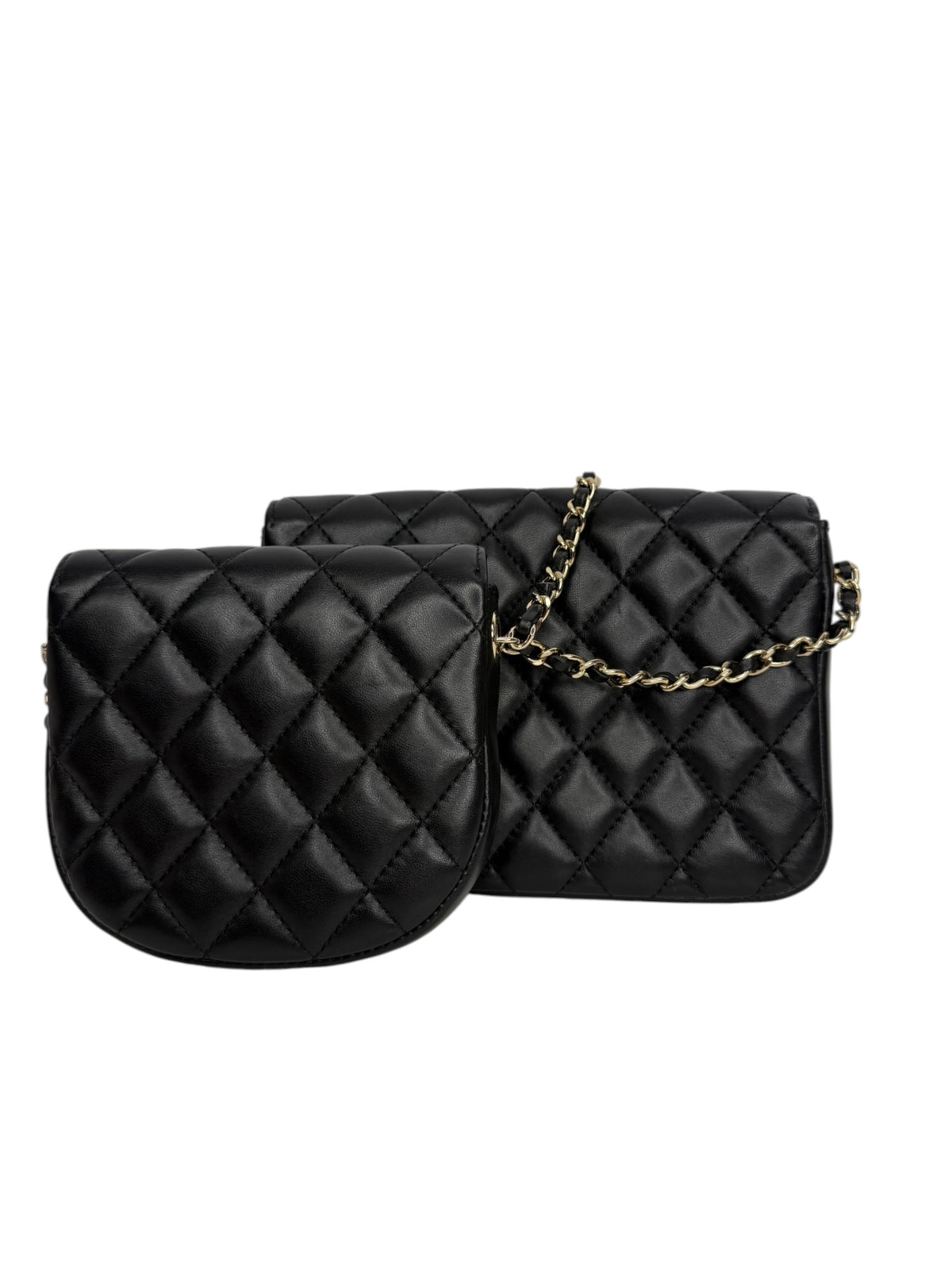 Chanel Black Quilted Lambskin Side Pack Bag T8934