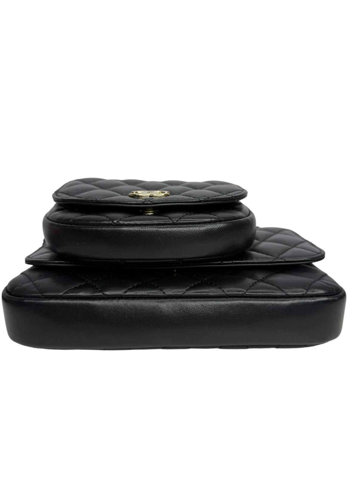 Chanel Black Quilted Lambskin Side Pack Bag T8934