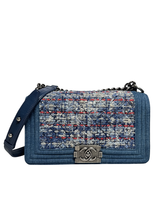 Chanel Denim Tweed Boy Bag Medium RHW T6544