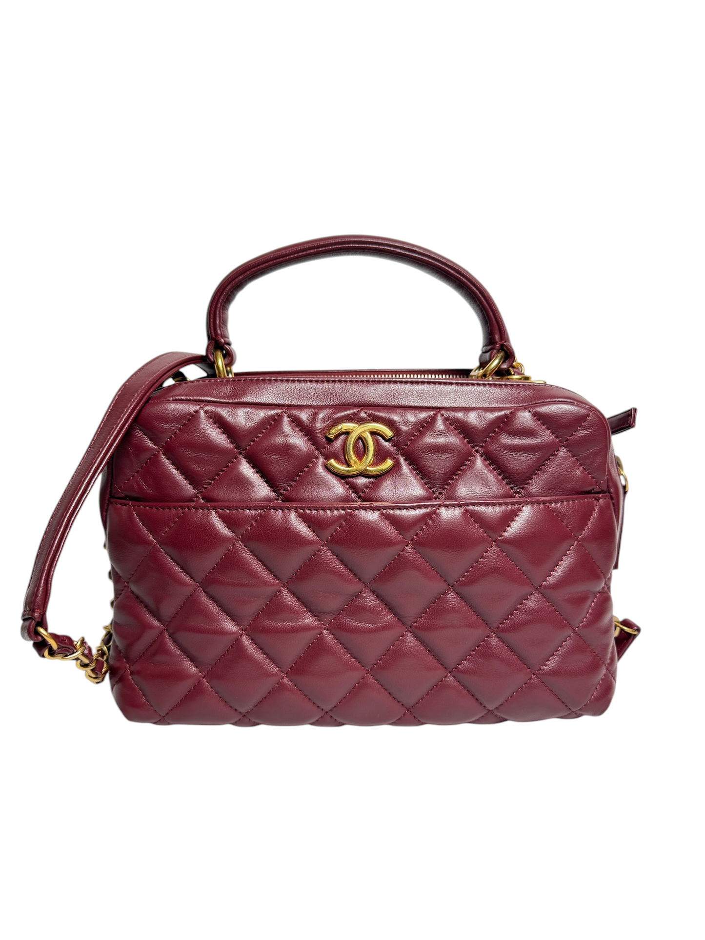 Chanel Burgundy Red Trendy Bowler GHW