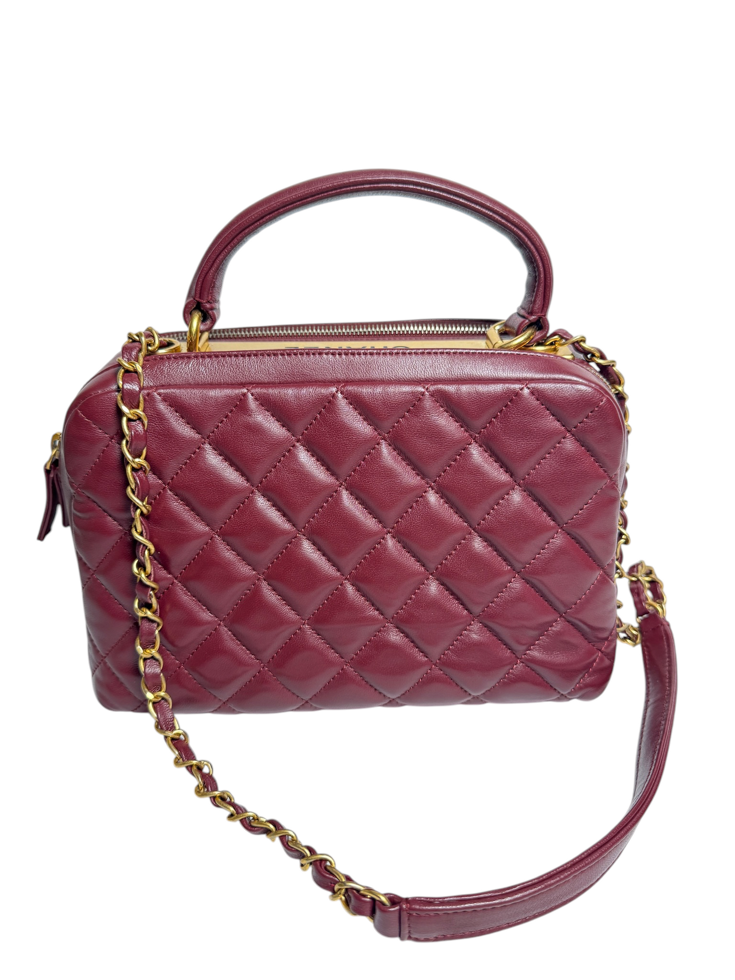 Chanel Burgundy Red Trendy Bowler GHW