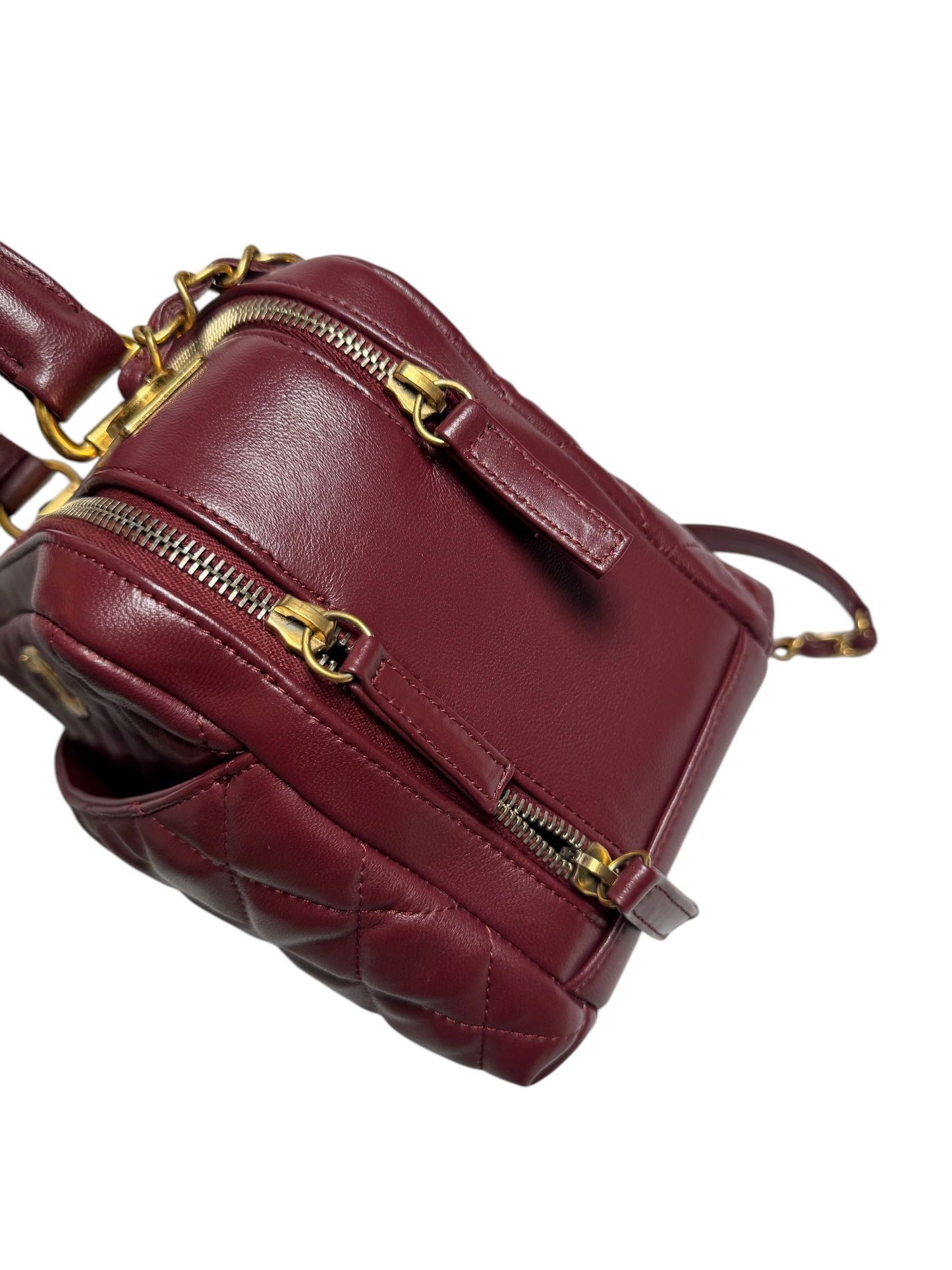 Chanel Burgundy Red Trendy Bowler GHW