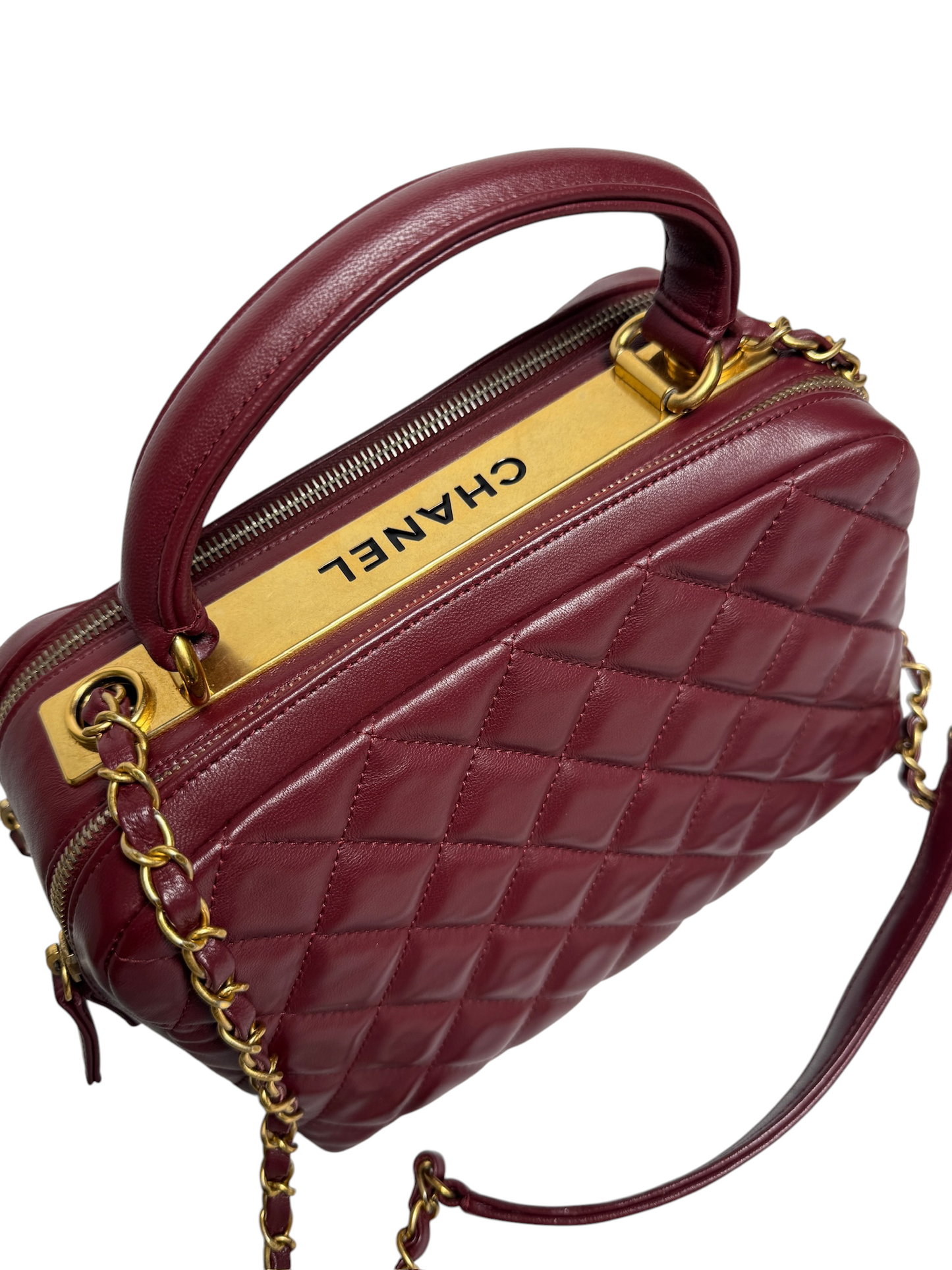 Chanel Burgundy Red Trendy Bowler GHW