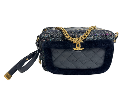 Chanel Shearling Tweed Camera Bag GHW