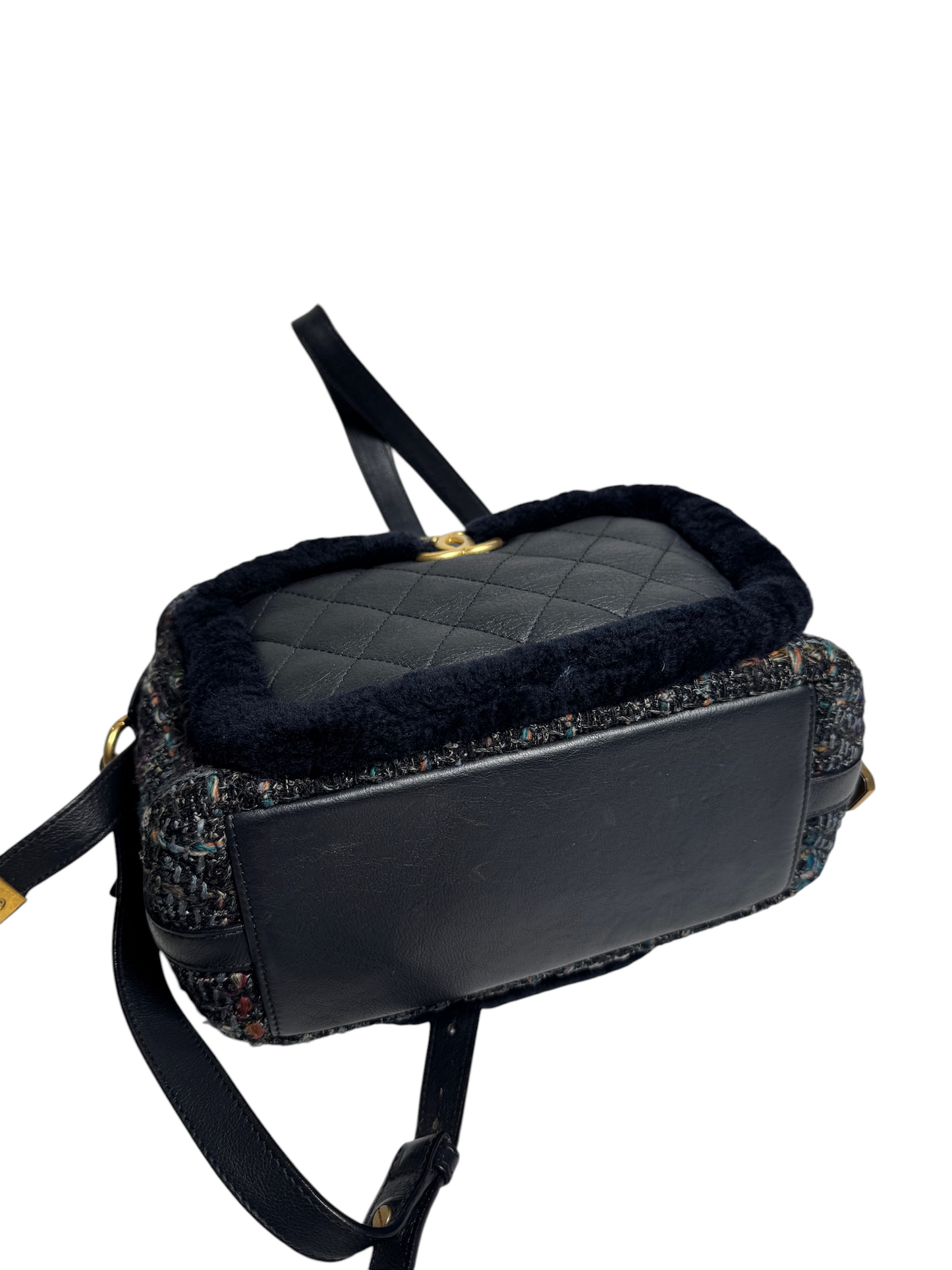 Chanel Shearling Tweed Camera Bag GHW