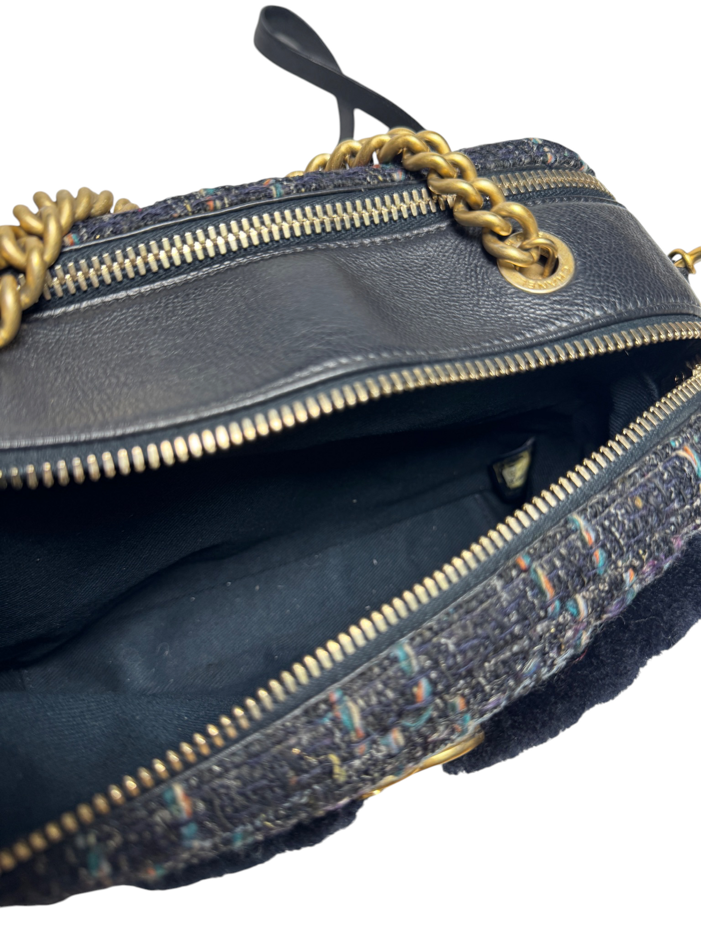 Chanel Shearling Tweed Camera Bag GHW