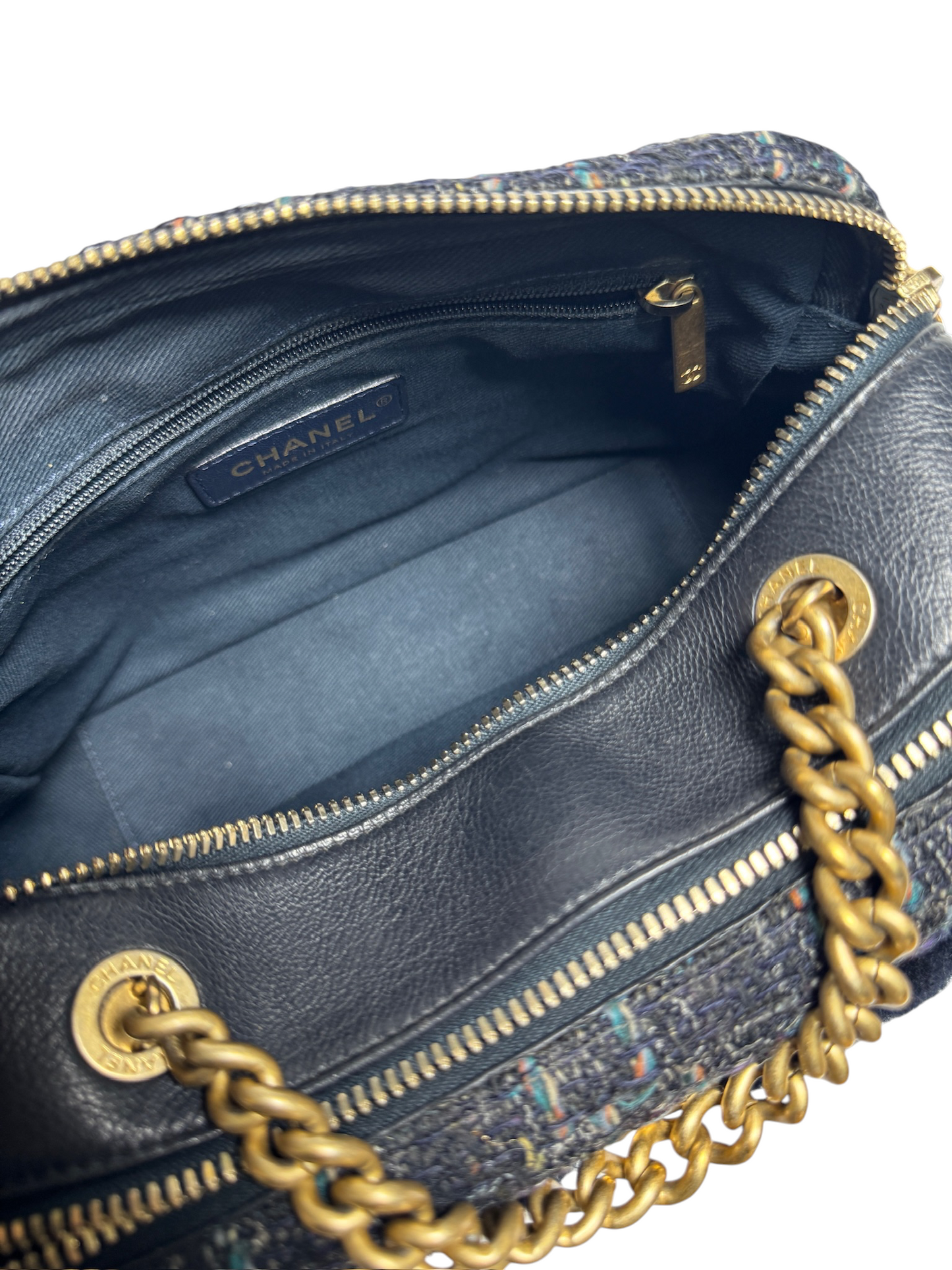 Chanel Shearling Tweed Camera Bag GHW