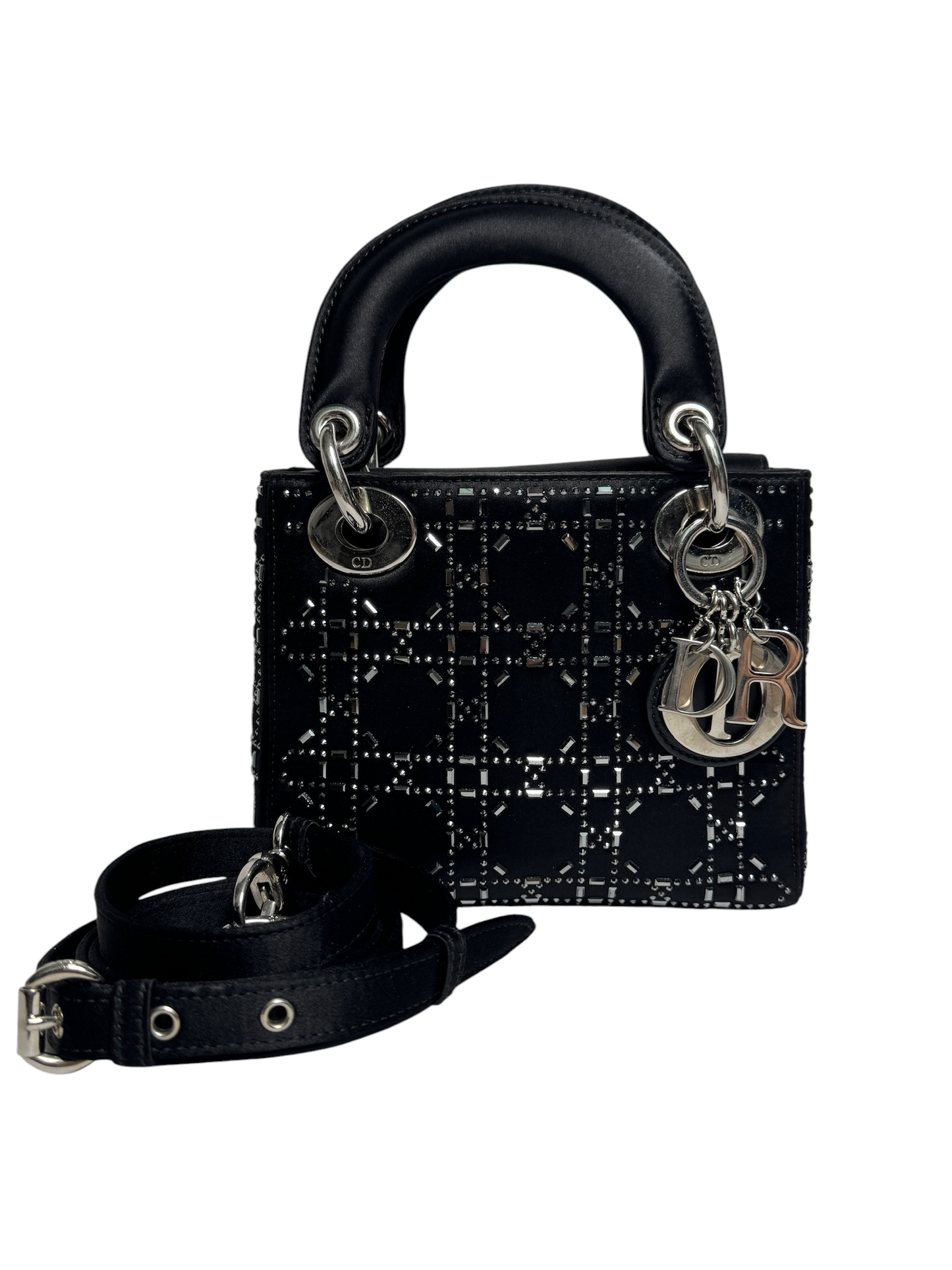 Black Embroidered Lady Dior Mini SHW