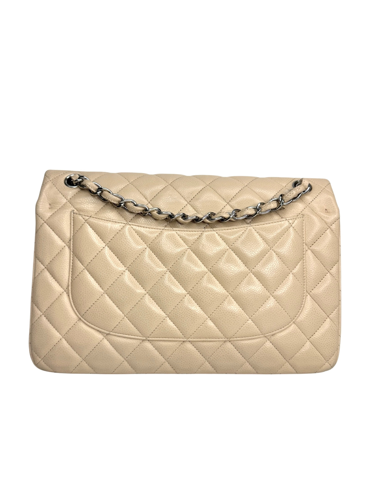 Chanel Beige Caviar Jumbo Double Flap SHW T8961