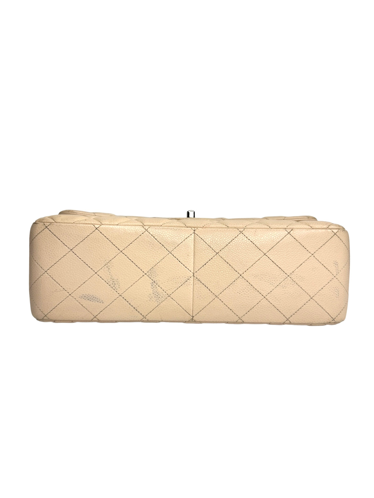 Chanel Beige Caviar Jumbo Double Flap SHW T8961