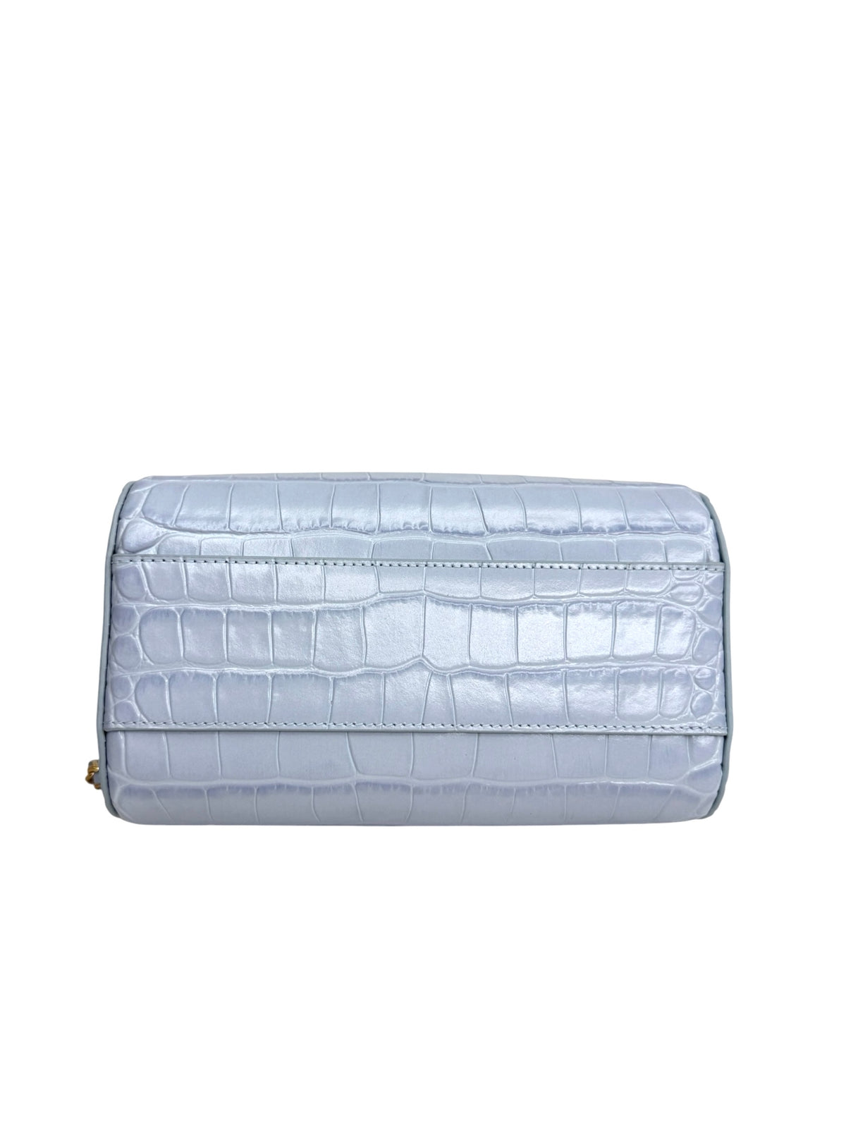Chanel Light Blue Crocodile Embossed Mini Bowling Bag T8898
