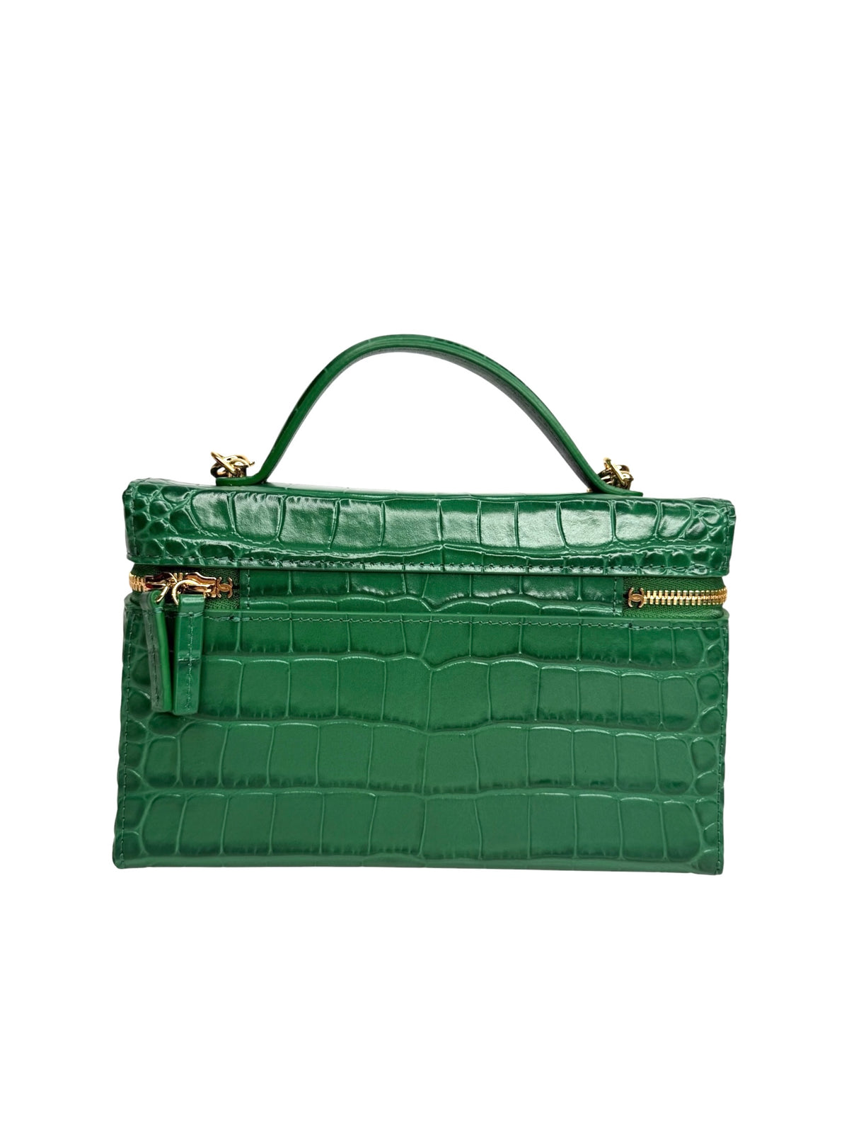 Chanel Green Crocodile Embossed Slim Vanity T8236
