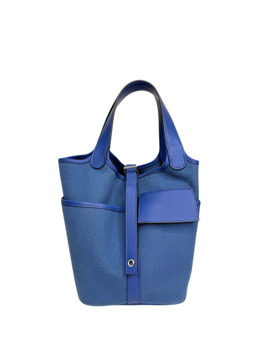 Hermes Cargo Picotin 18 Royal Bleu Toile And Swift T8966