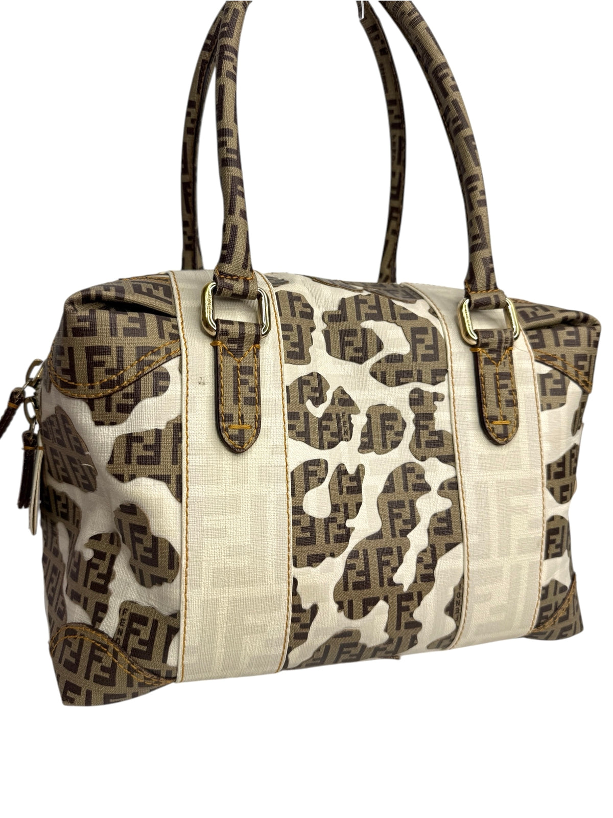 Fendi Zucca Leopard Pattern Handbag T4150