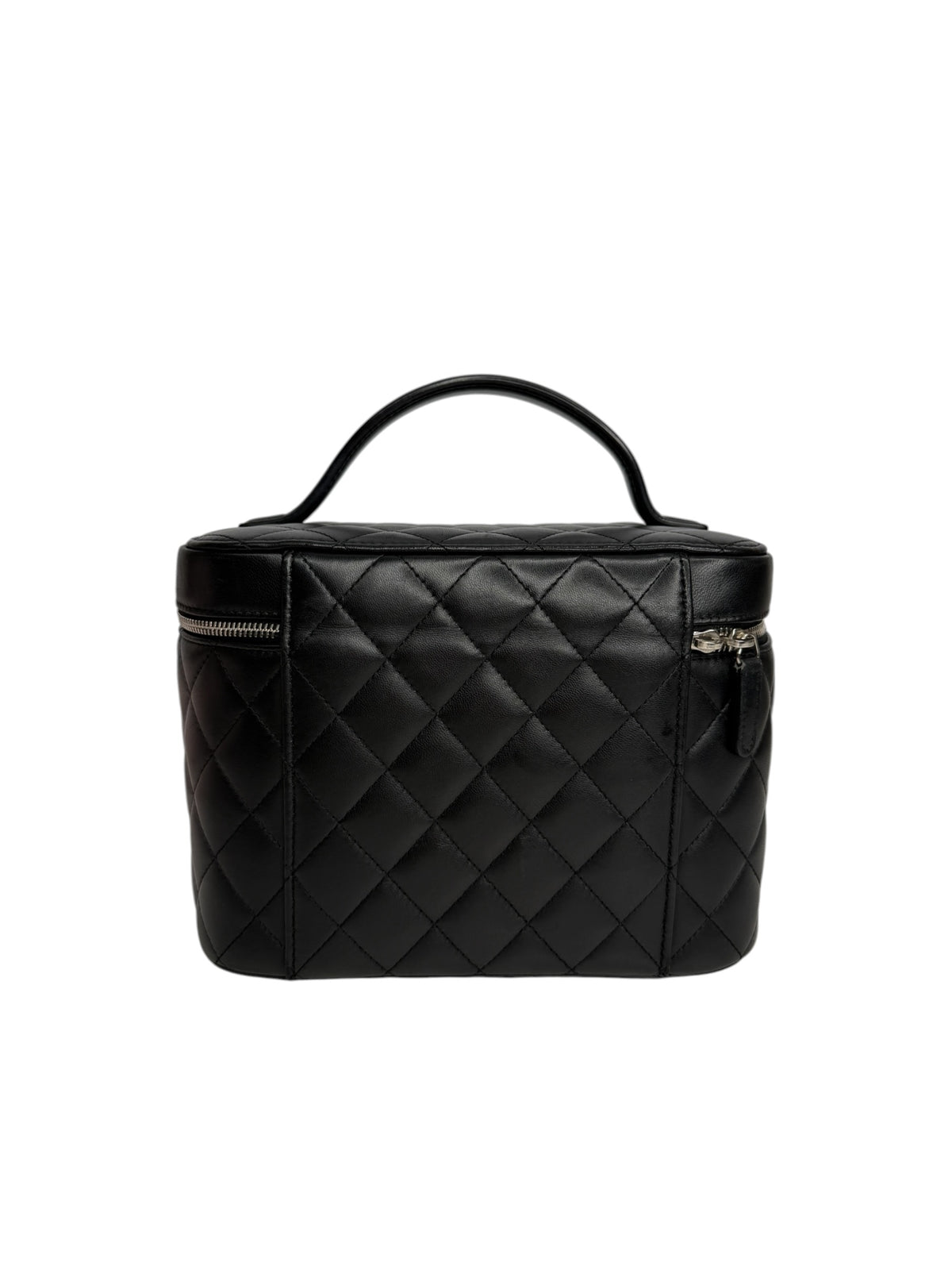 Chanel Black Quilted Lambskin Top Handle Vanity Case T8945