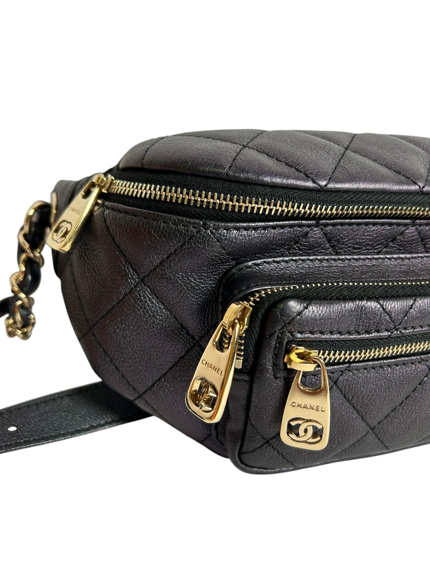 Chanel Black Iridescent Waist Bag GHW