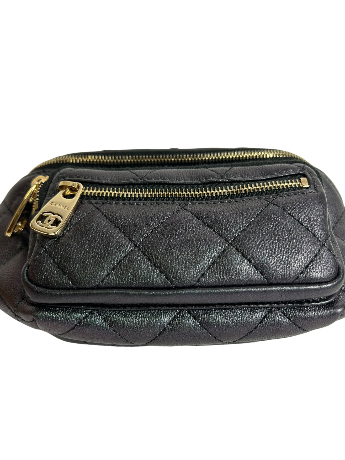 Chanel Black Iridescent Waist Bag GHW