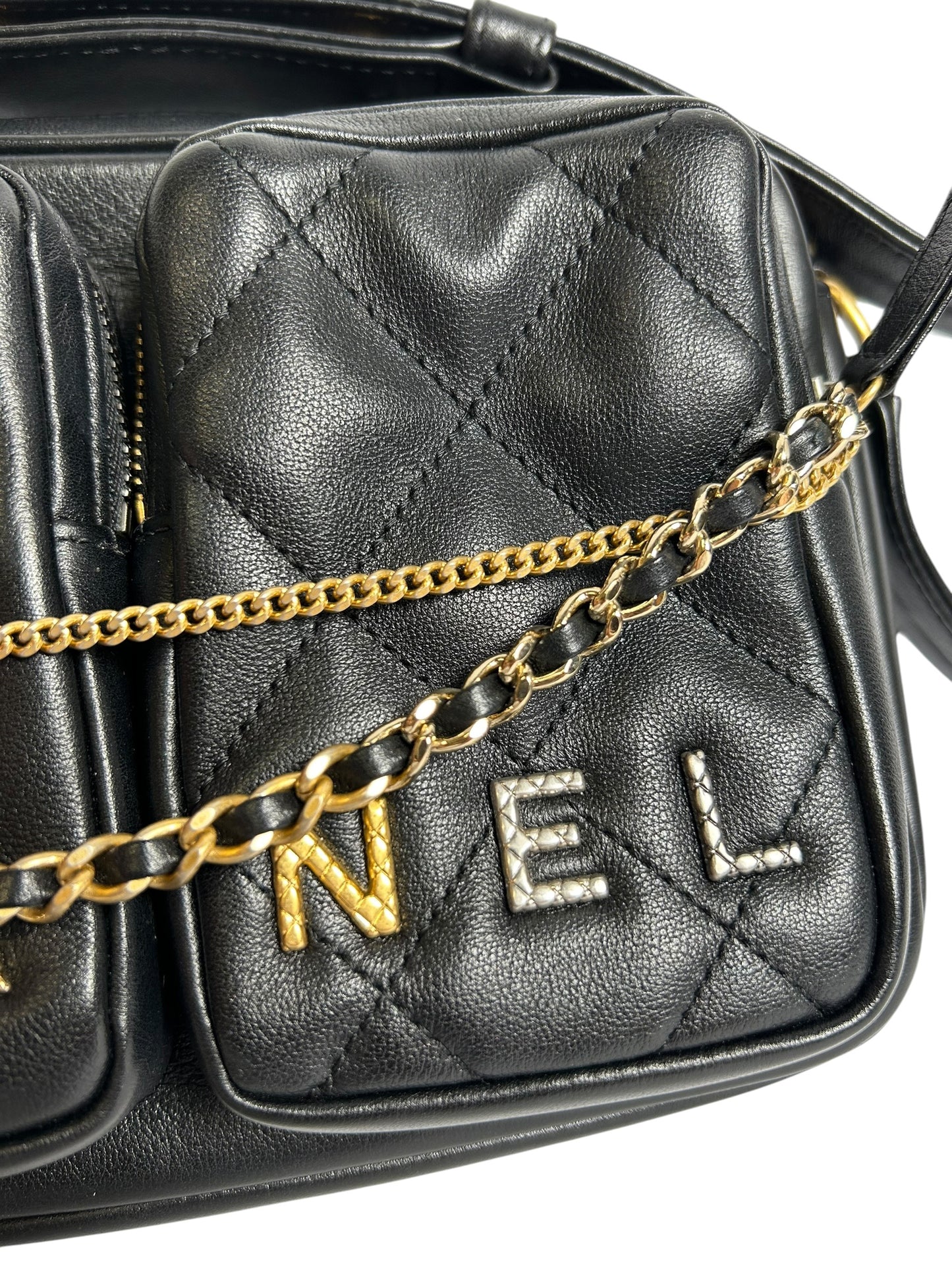 Chanel Black Calfskin Twin Pocket Camera Bag