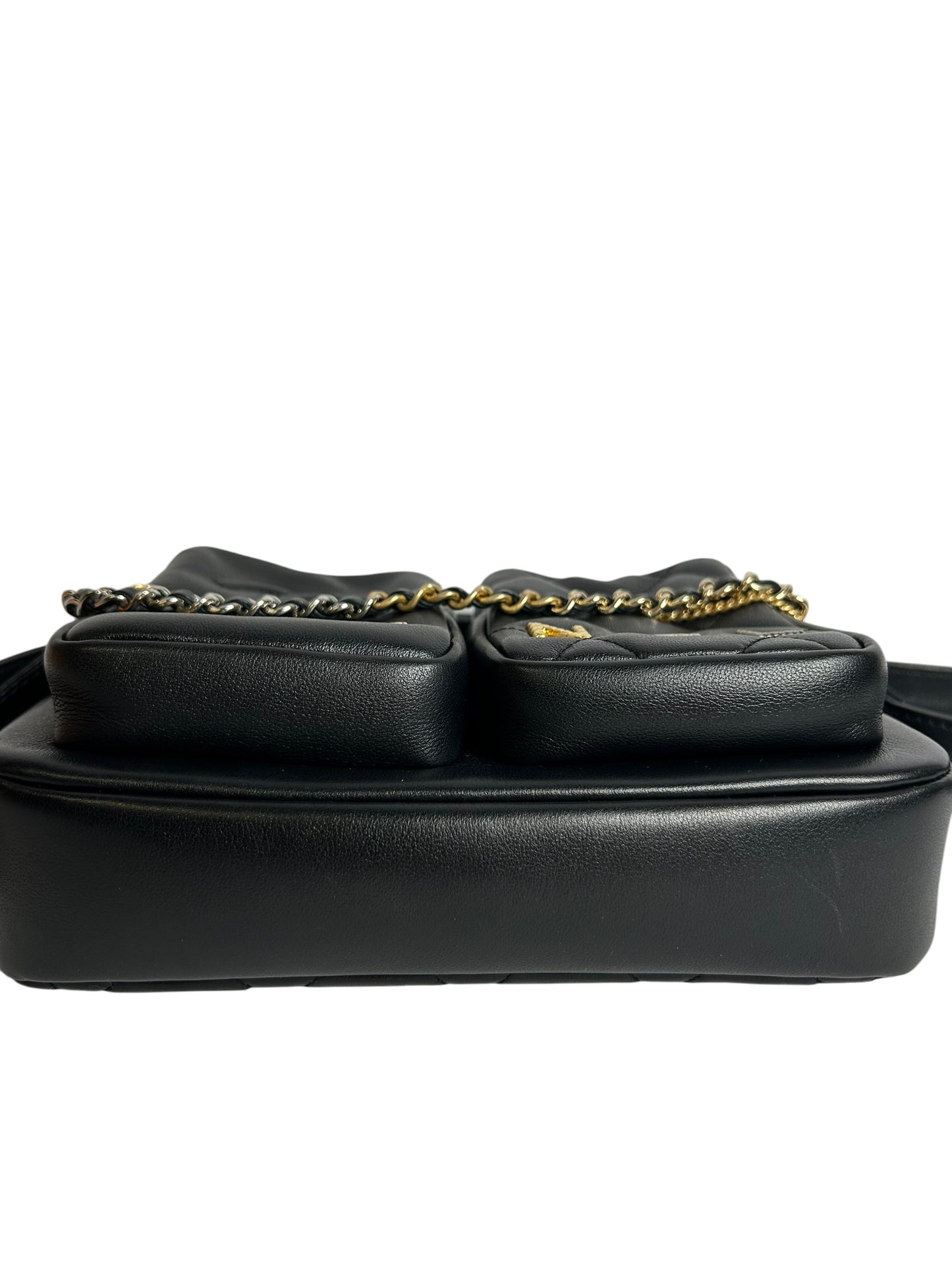 Chanel Black Calfskin Twin Pocket Camera Bag
