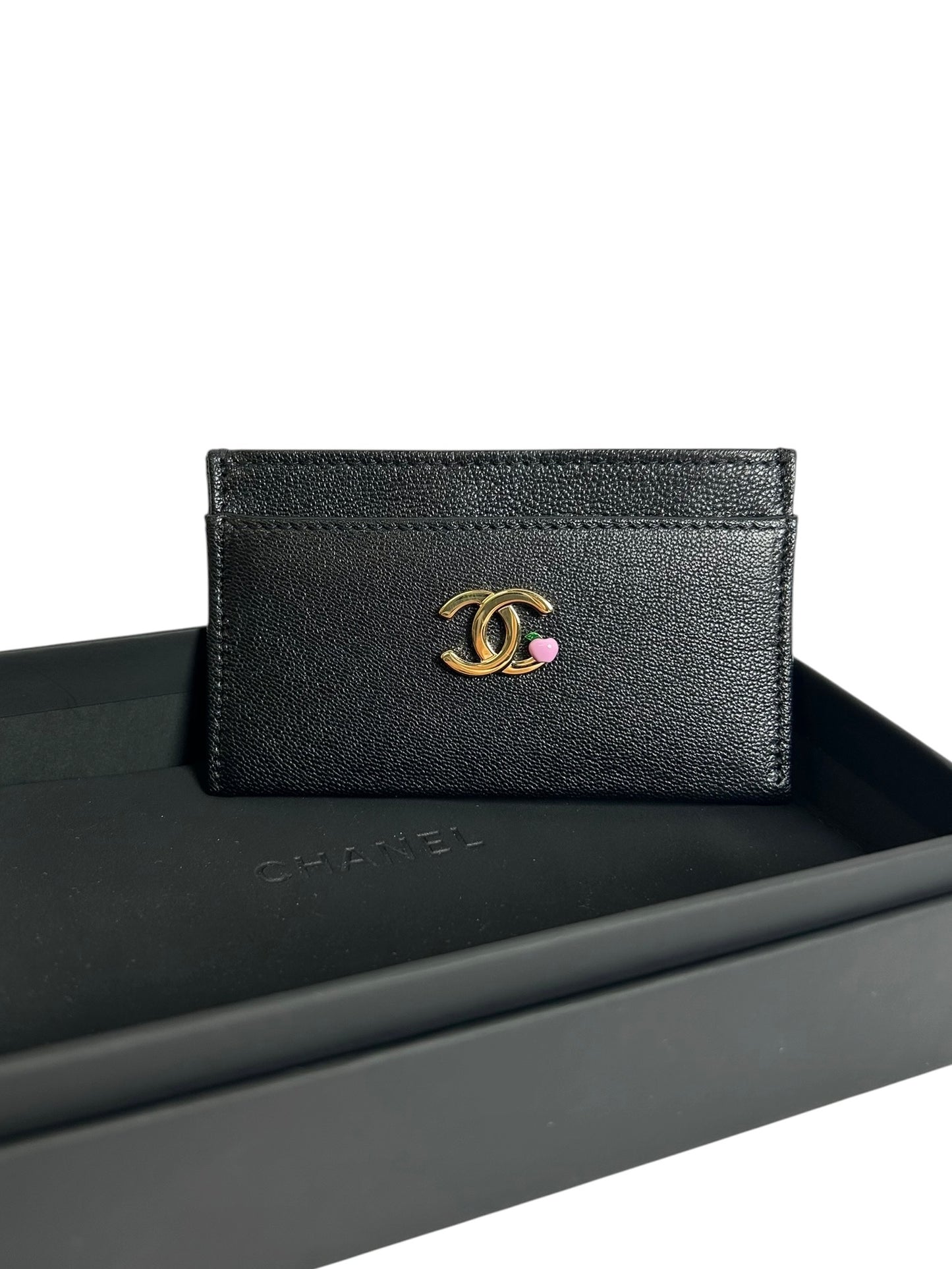 Chanel Grained Goatskin Card Holder CC Apple