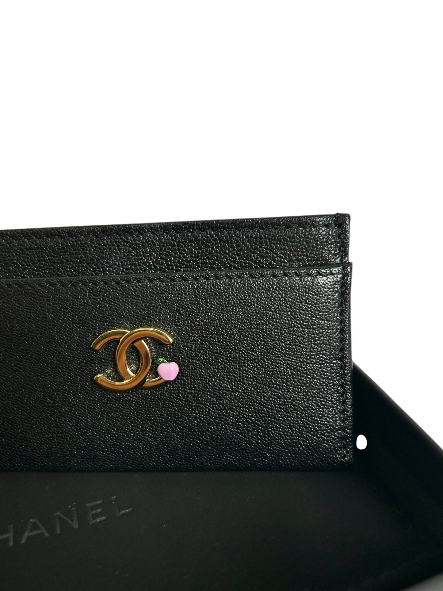Chanel Grained Goatskin Card Holder CC Apple