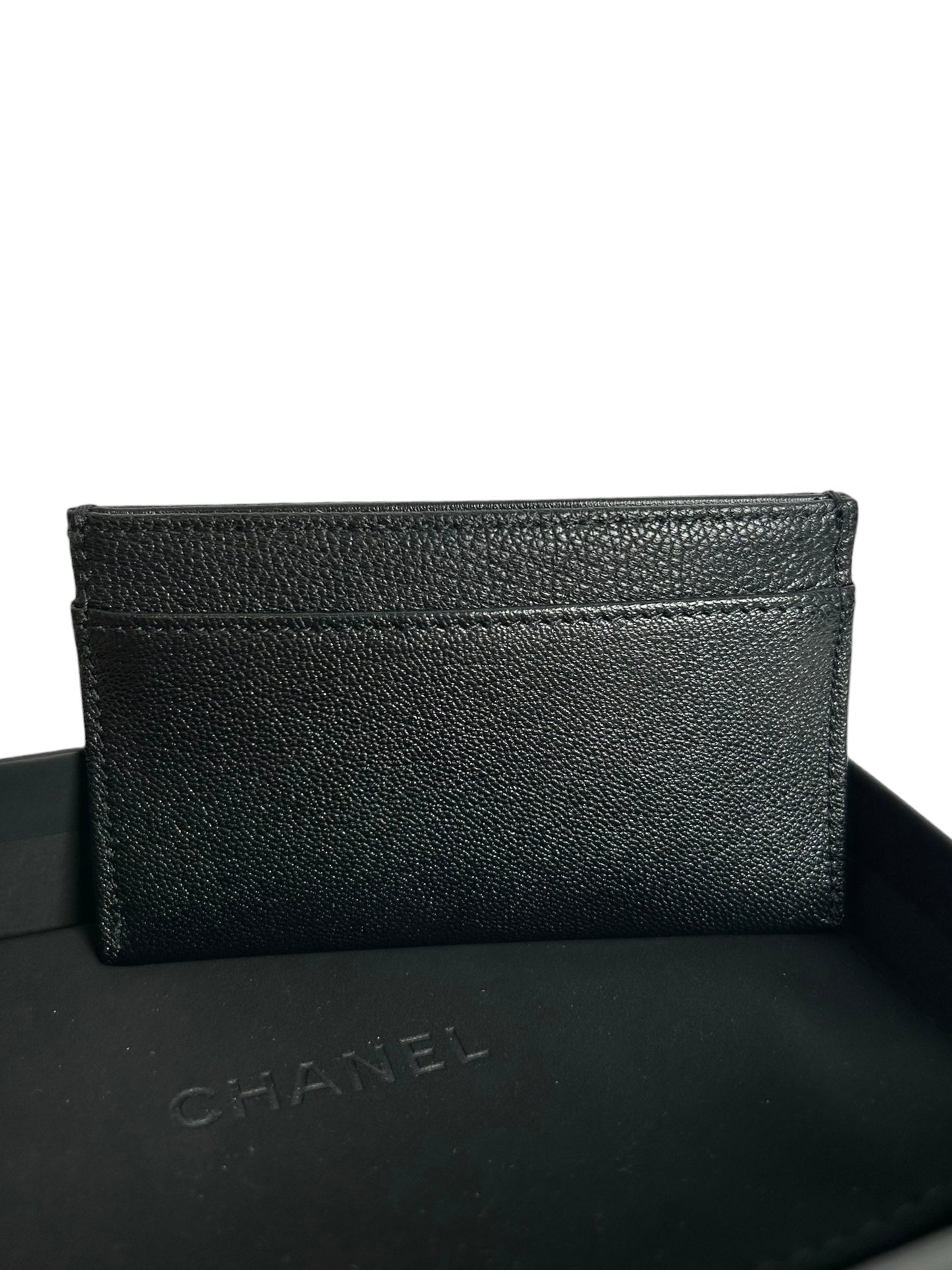 Chanel Grained Goatskin Card Holder CC Apple