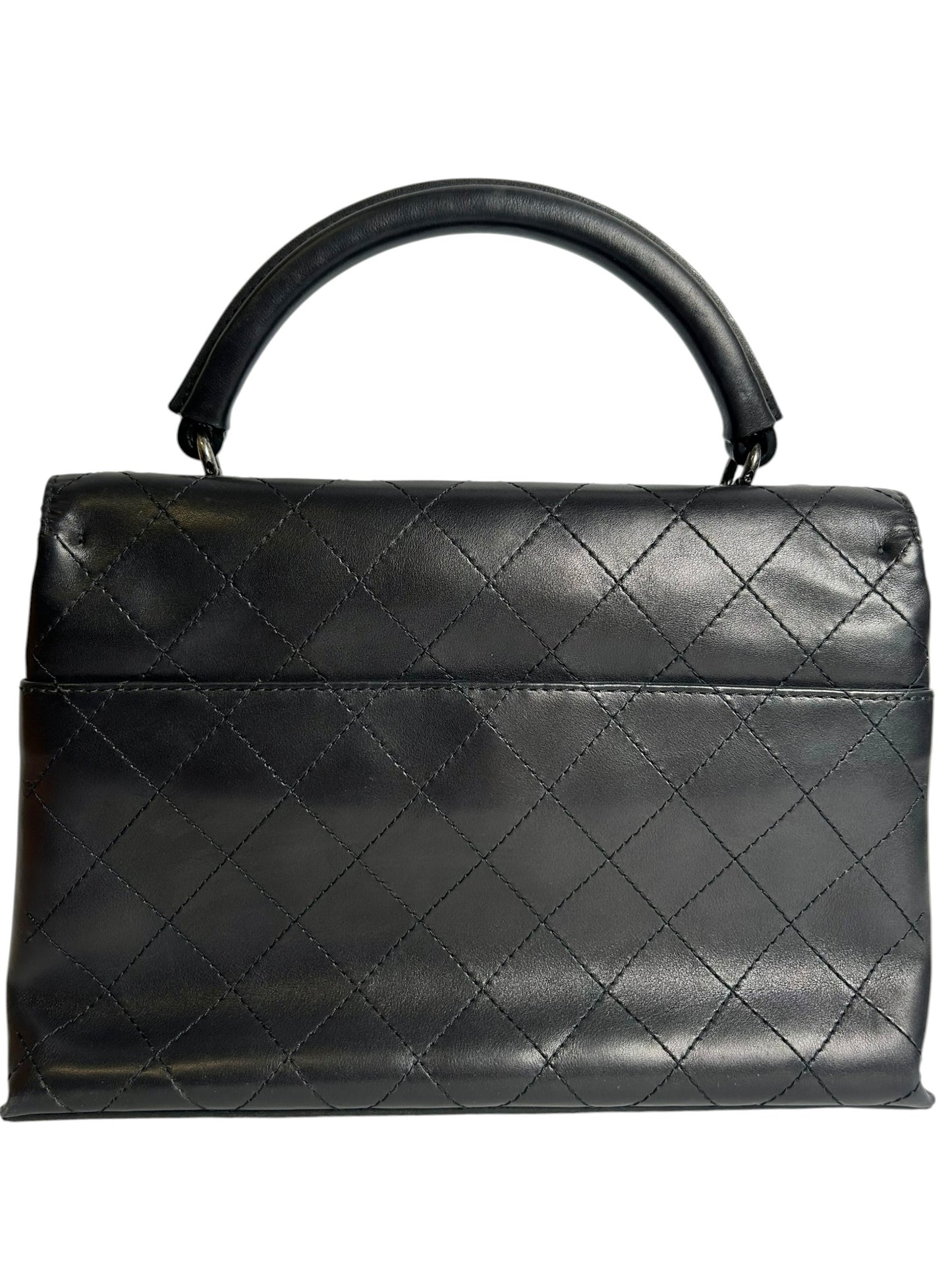 Chanel Black Quilted Flap Top Handle With Shoulder Chain