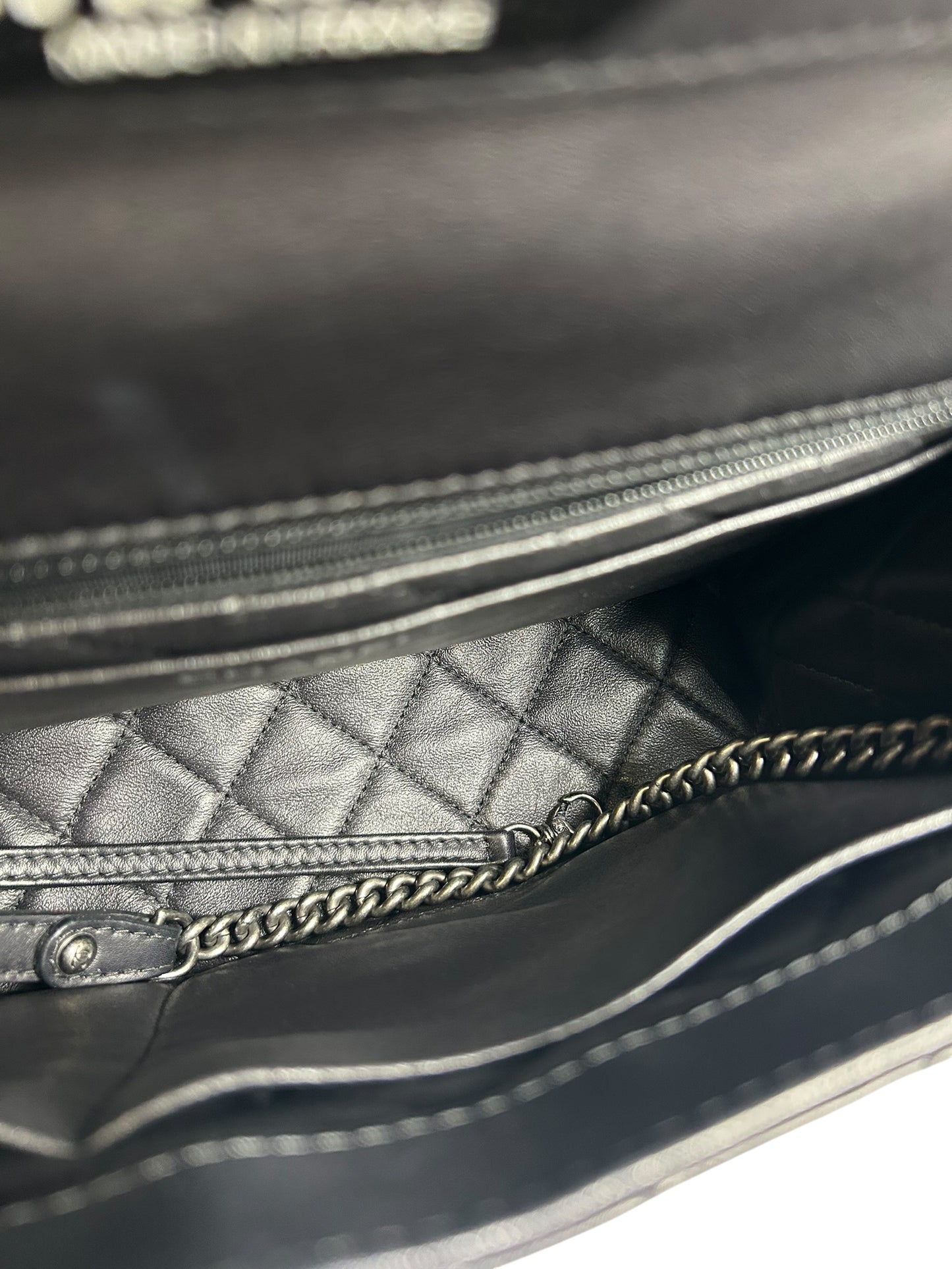 Chanel Black Quilted Flap Top Handle With Shoulder Chain