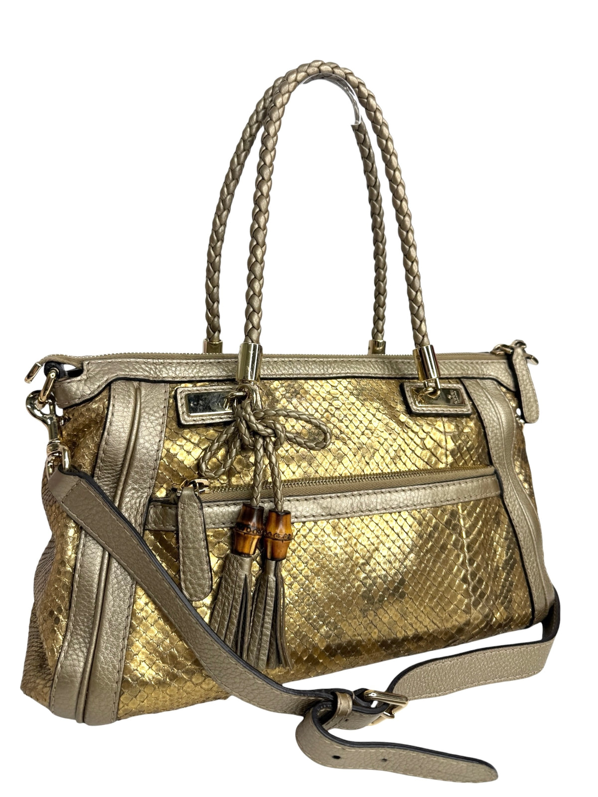 Gucci Gold Python Bella Shoulder Bag T8942