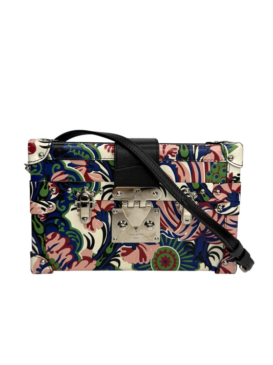 Louis Vuitton Leather Floral Petite Malle Crossbody T9049