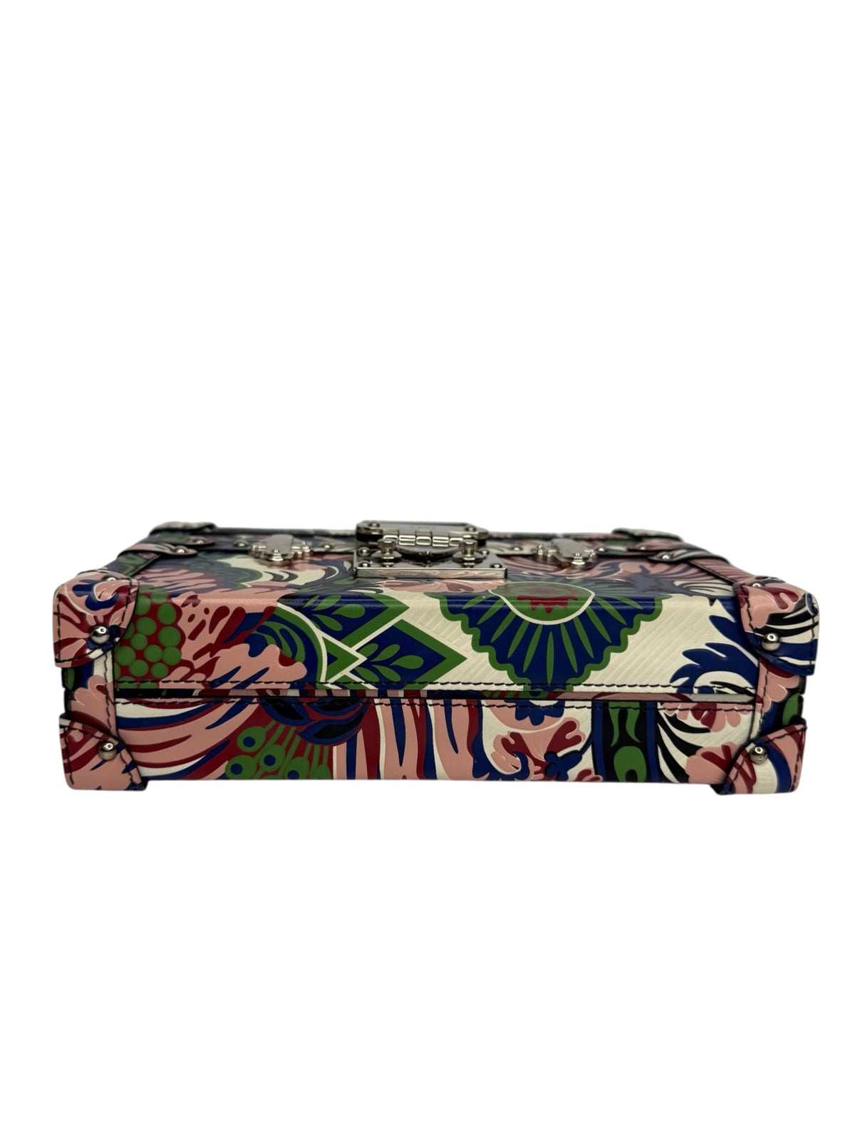 Louis Vuitton Leather Floral Petite Malle Crossbody T9049