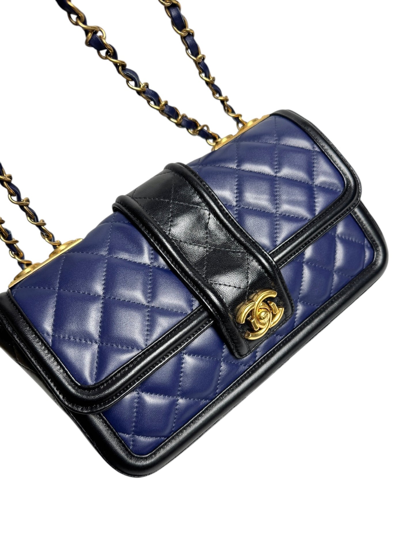 Chanel Quilted Navy Black Medium Flap
