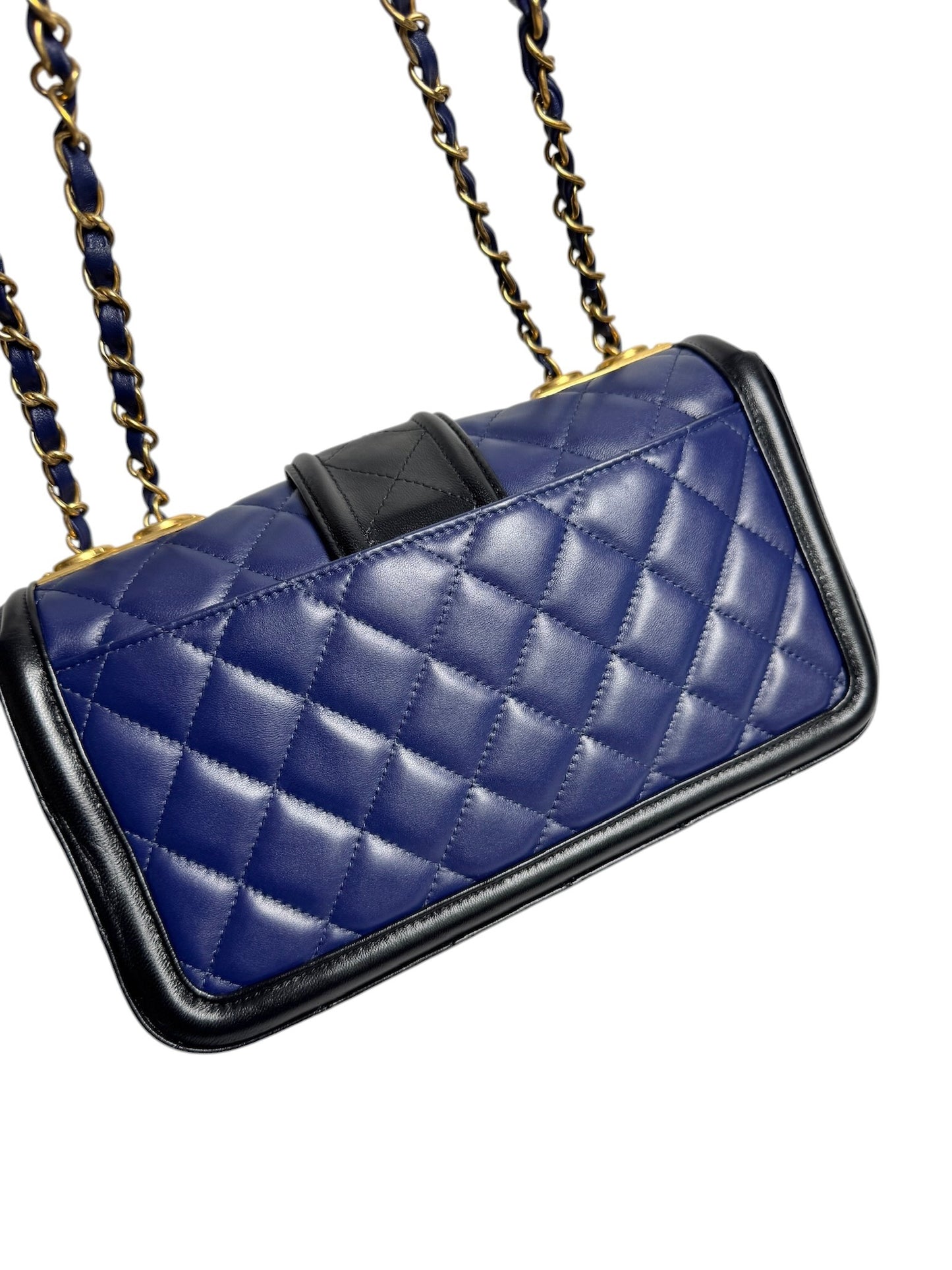 Chanel Quilted Navy Black Medium Flap