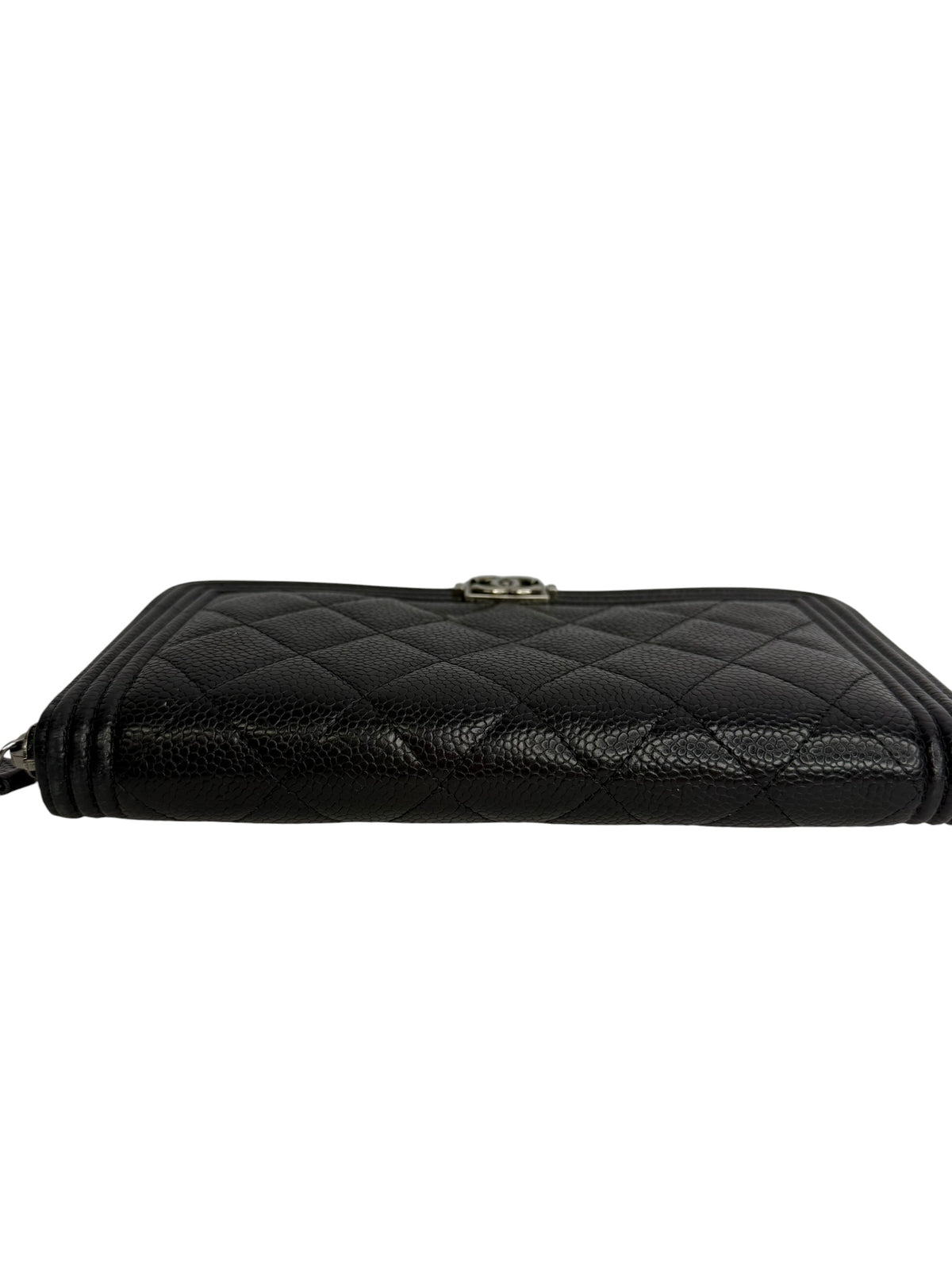 Chanel Black Caviar Boy Zip Around Wallet SHW T8875