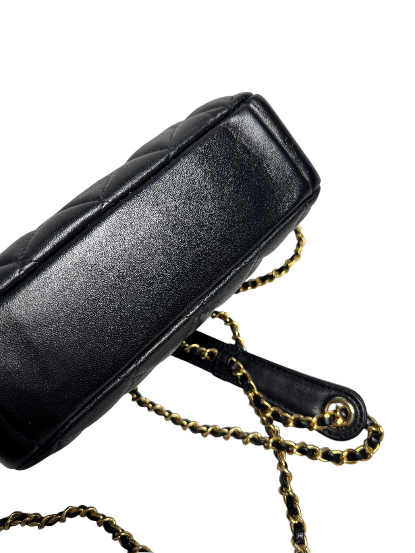 Chanel Black Diamond Quilted Camera Bag GHW