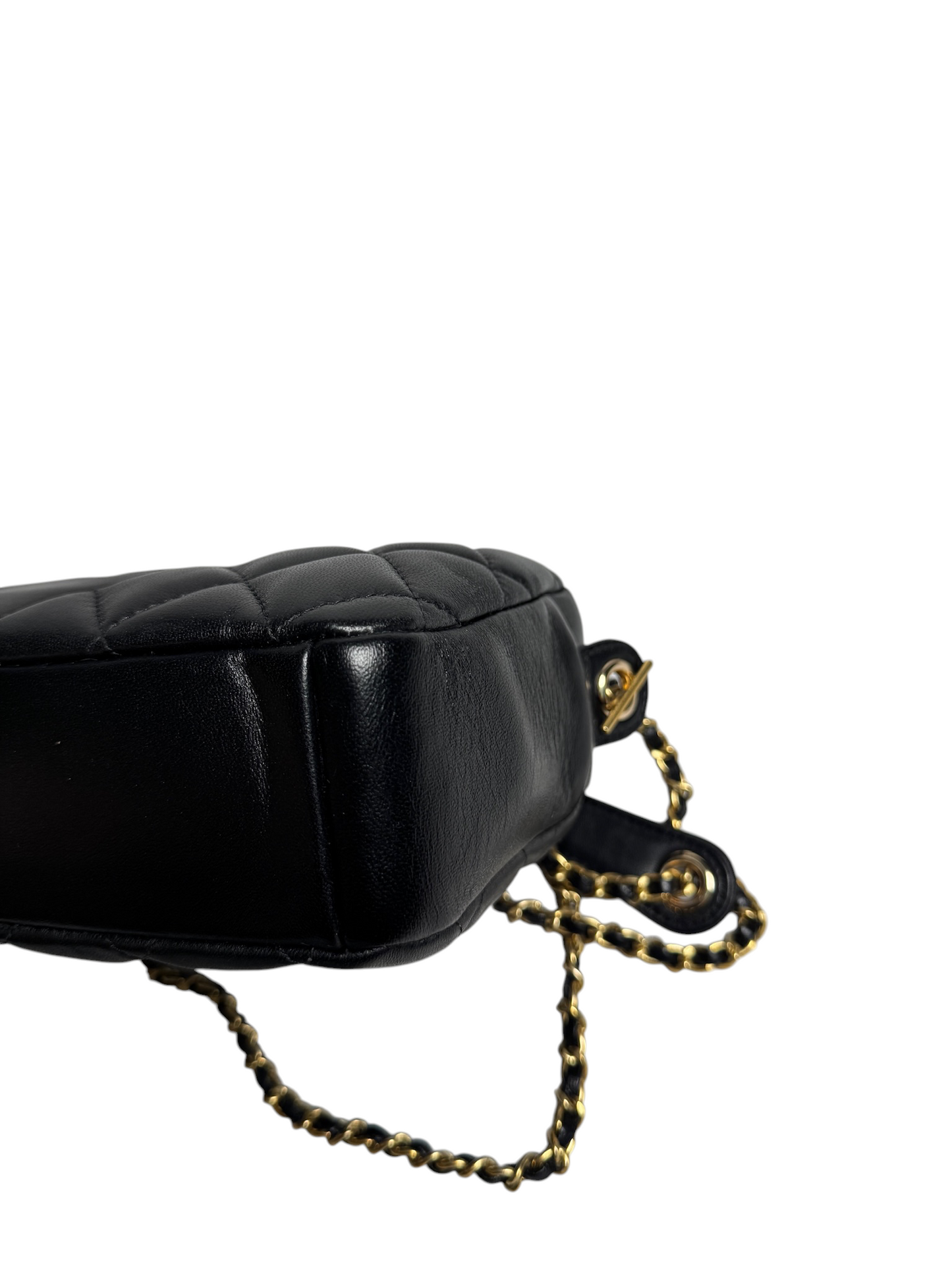 Chanel Black Diamond Quilted Camera Bag GHW