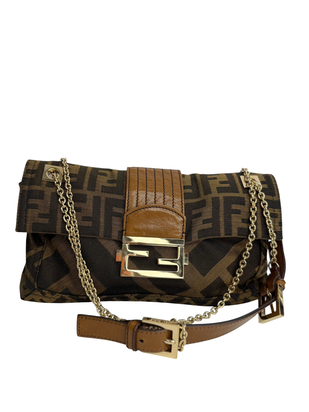 Fendi Brown Zucca Canvas Baguette T8871