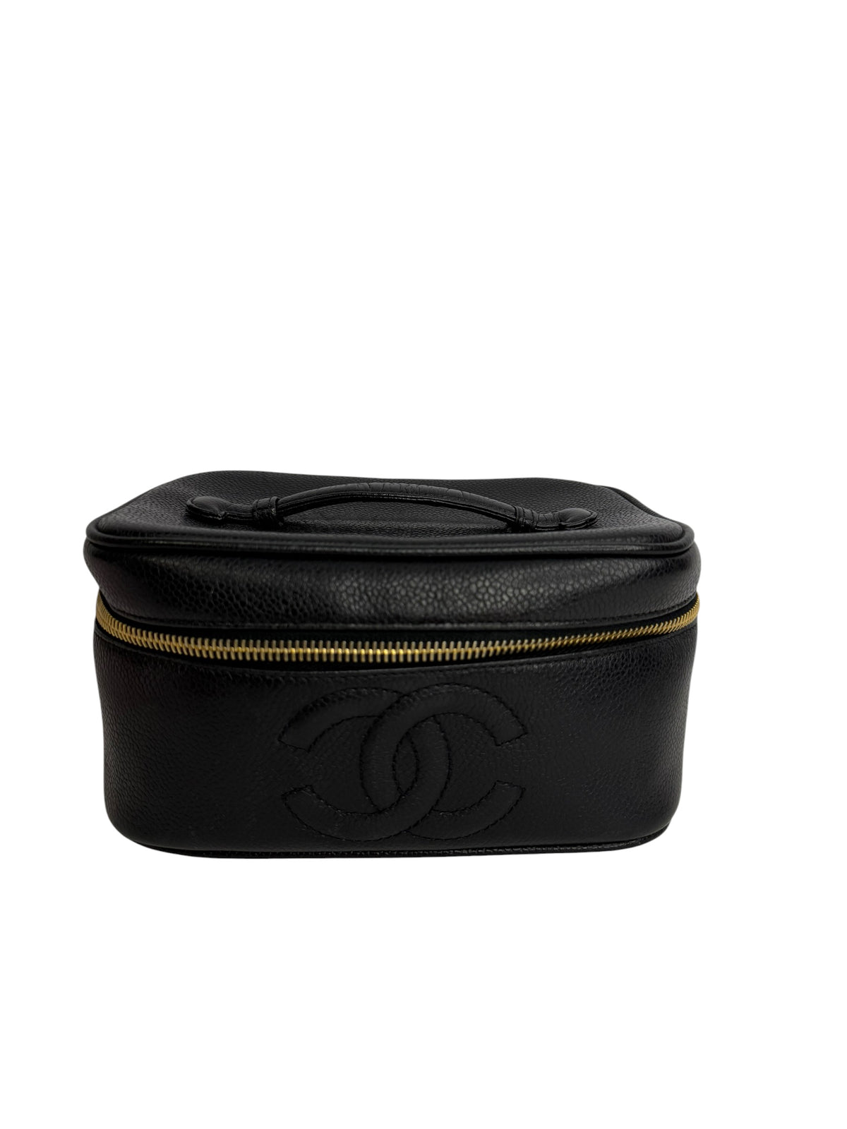 Chanel Vintage Black Caviar Cosmetic Case T8857