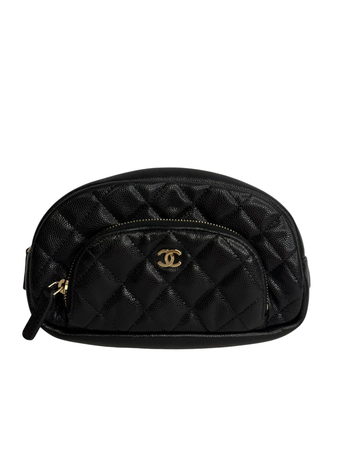 Chanel Black Caviar Front Pocket Cosmetic Pouch T8856