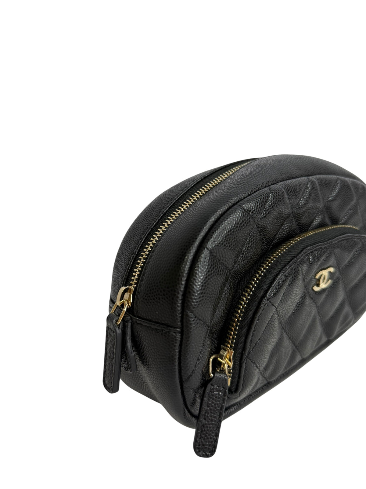 Chanel Black Caviar Front Pocket Cosmetic Pouch T8856