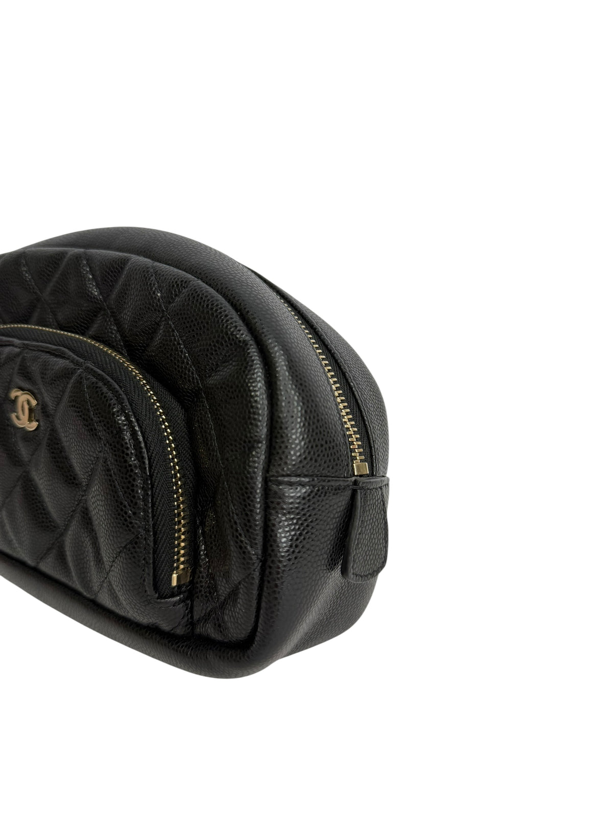 Chanel Black Caviar Front Pocket Cosmetic Pouch T8856