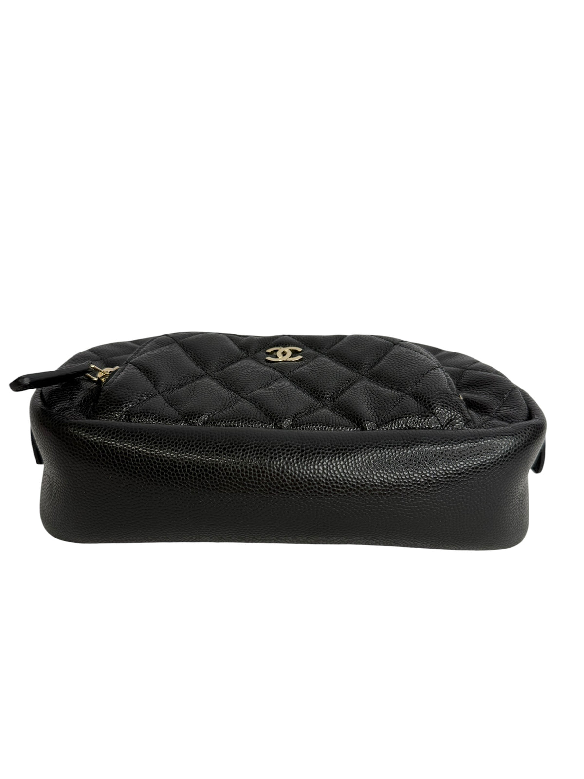Chanel Black Caviar Front Pocket Cosmetic Pouch T8856