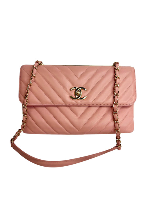 Chanel Pink Medium Chevron Trendy Flap T8859