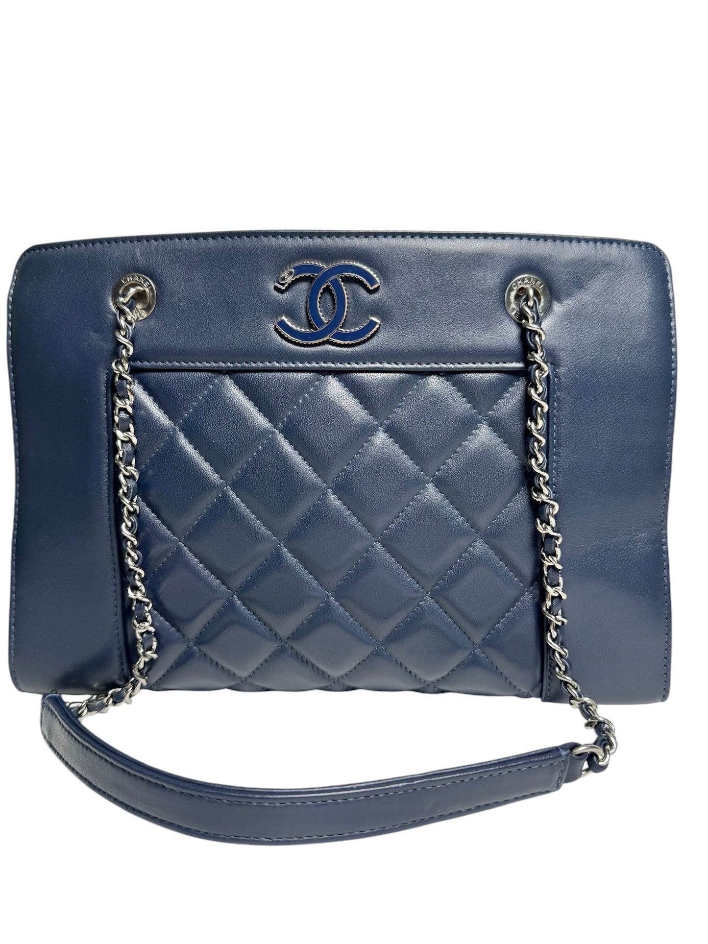 Chanel Navy Quilted Mademoiselle Shopping Tote